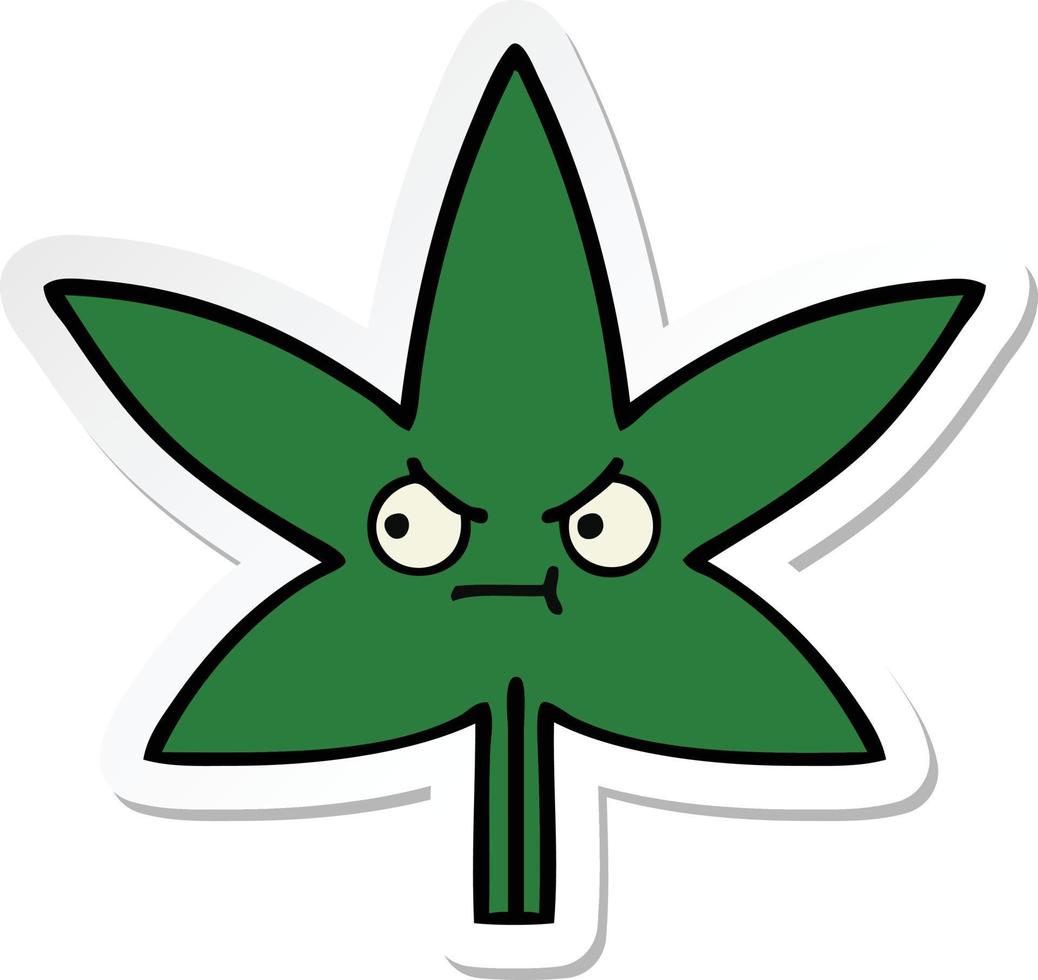 sticker of a cute cartoon marijuana leaf vector