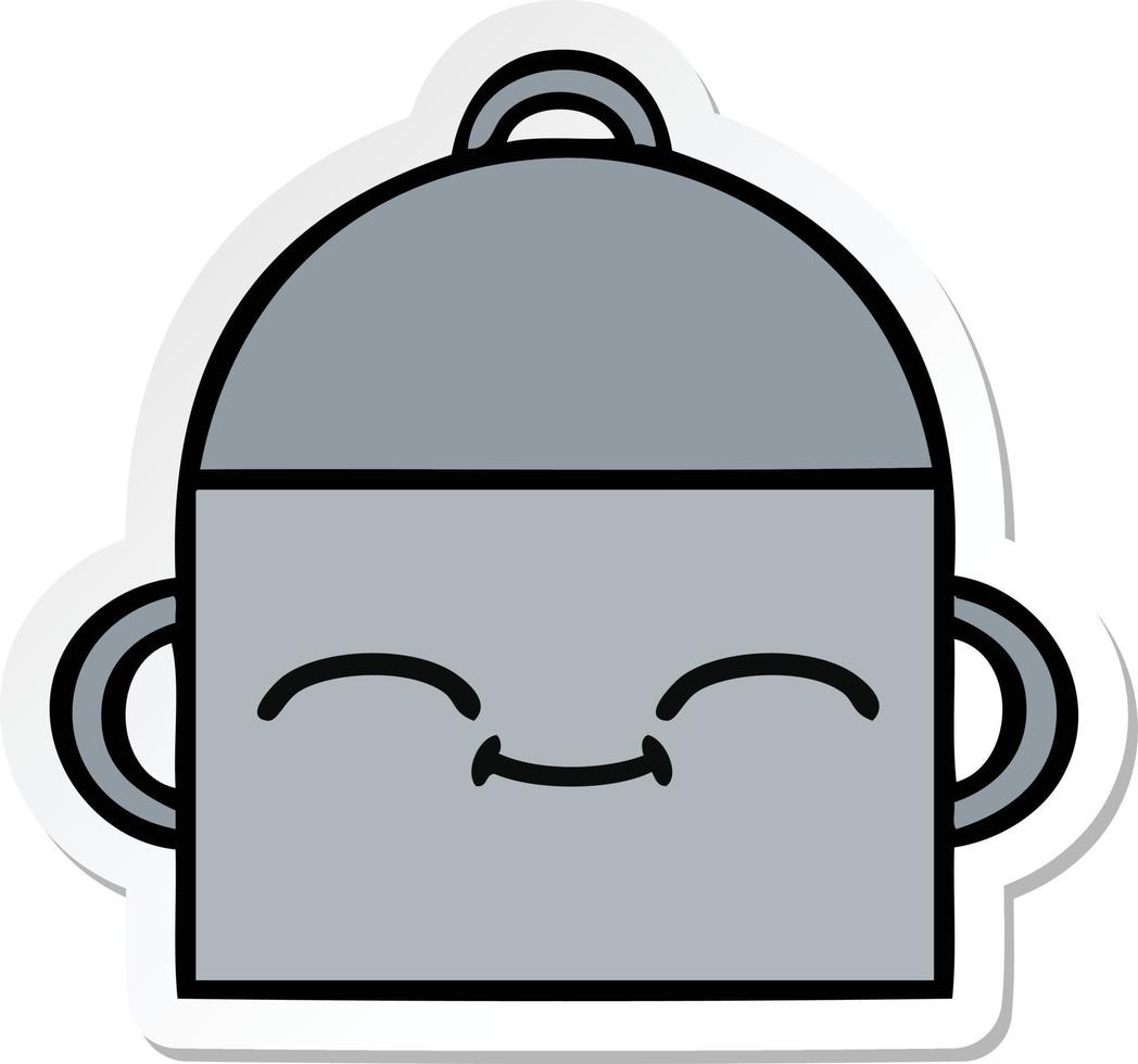 sticker of a cute cartoon cooking pot vector