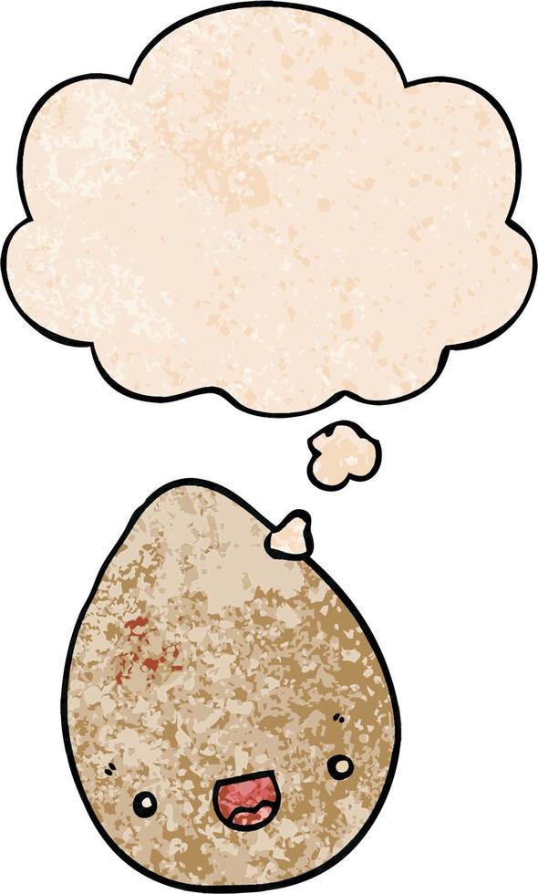 cartoon egg and thought bubble in grunge texture pattern style vector