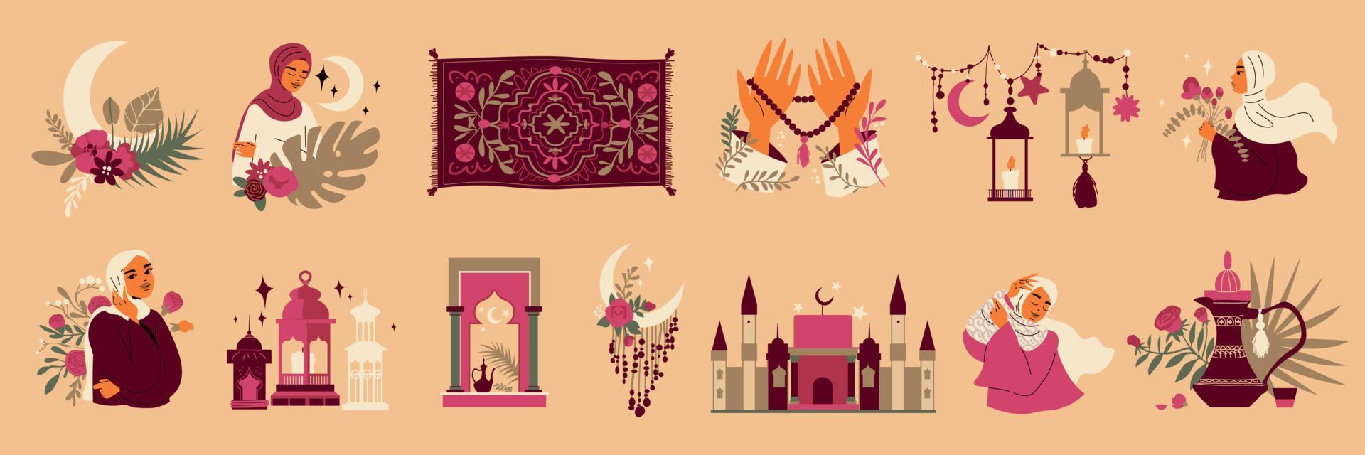 Islamic Boho Color Set vector