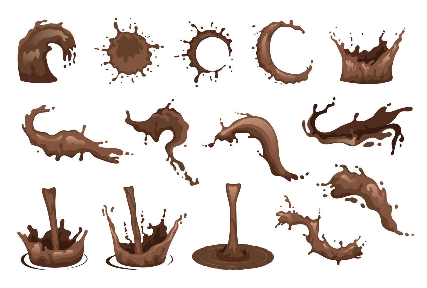 juego de salpicaduras de chocolate caliente vector