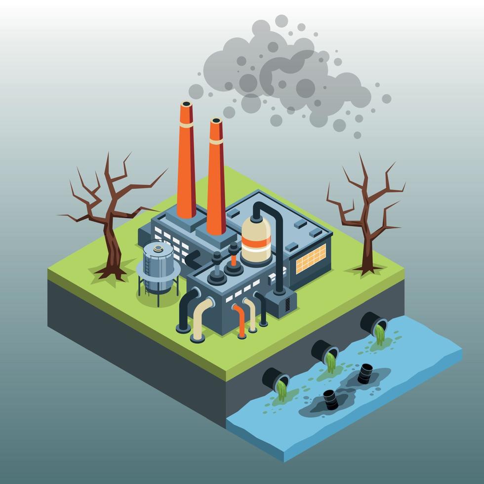 Isometric Pollution Concept vector