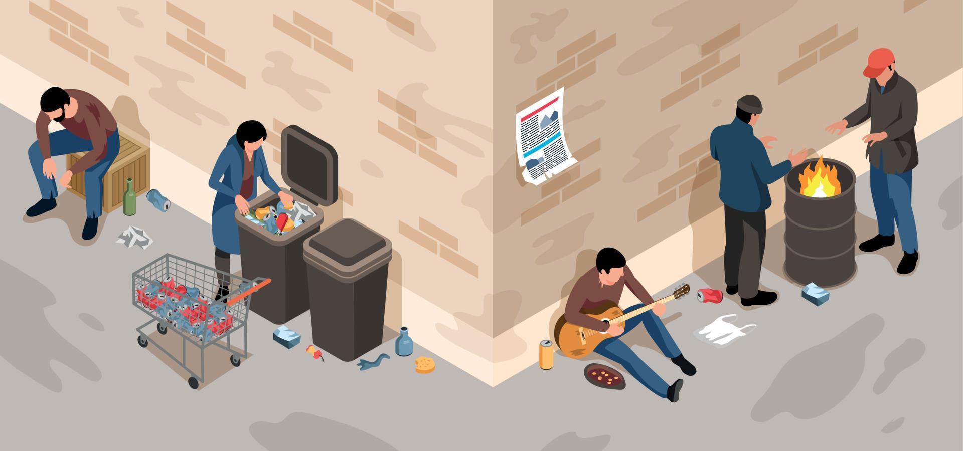 Isometric Poverty Illustration vector