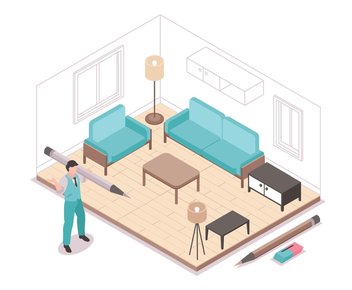 Isometric Interior Design Project vector