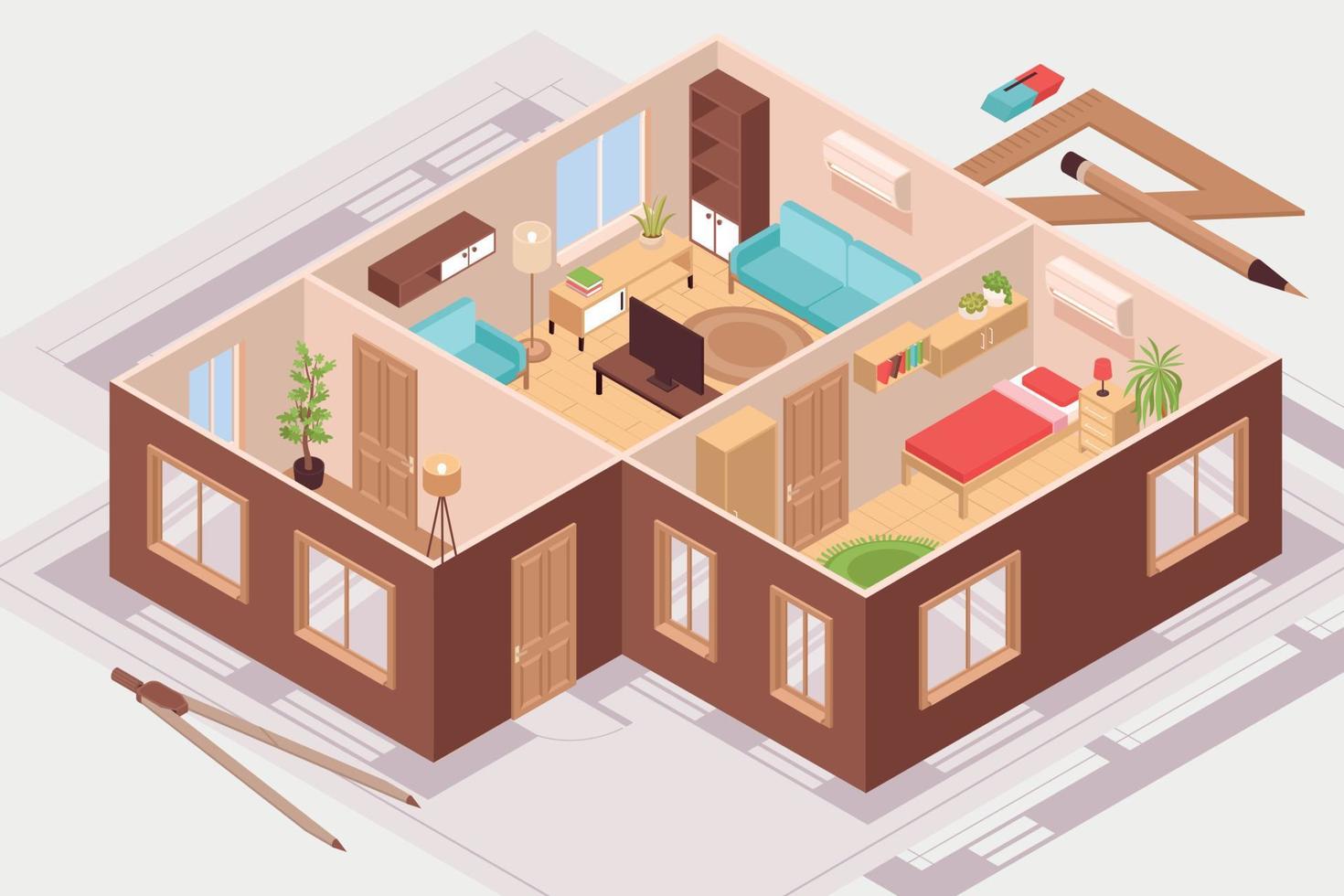 Isometric Interior Design Project vector