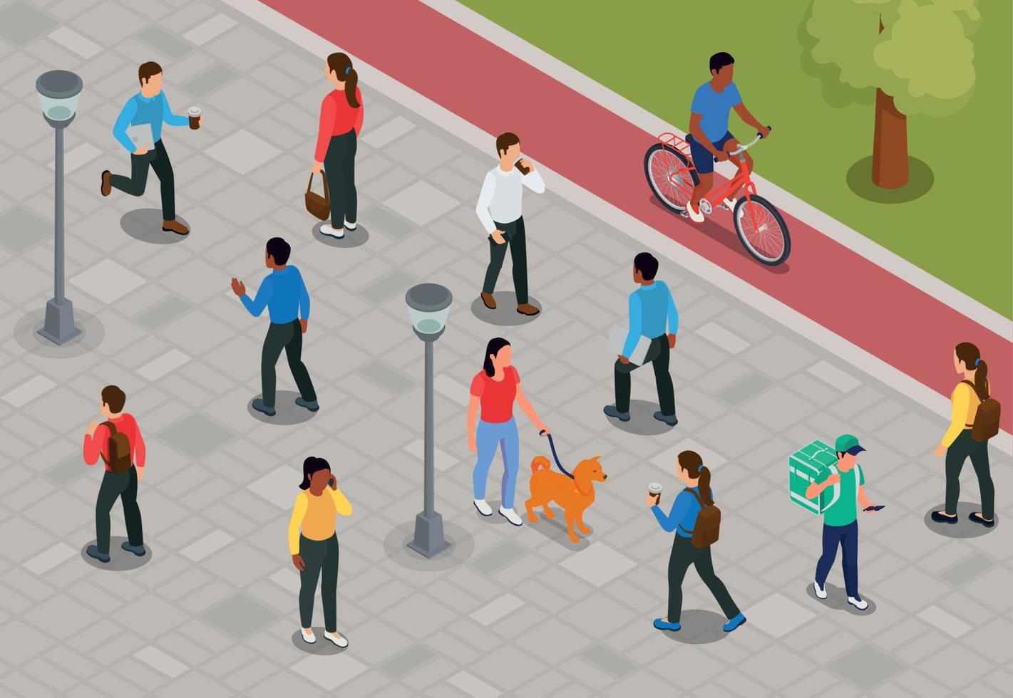 Walking People Isometric Background vector