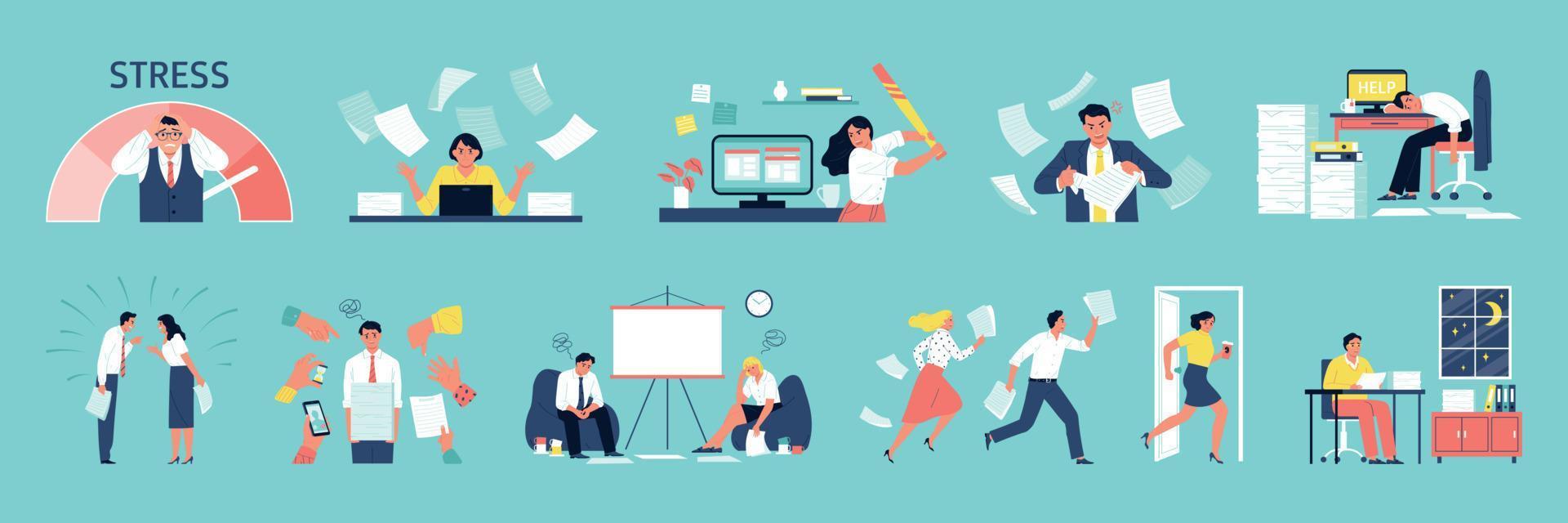 Business Stress Set vector