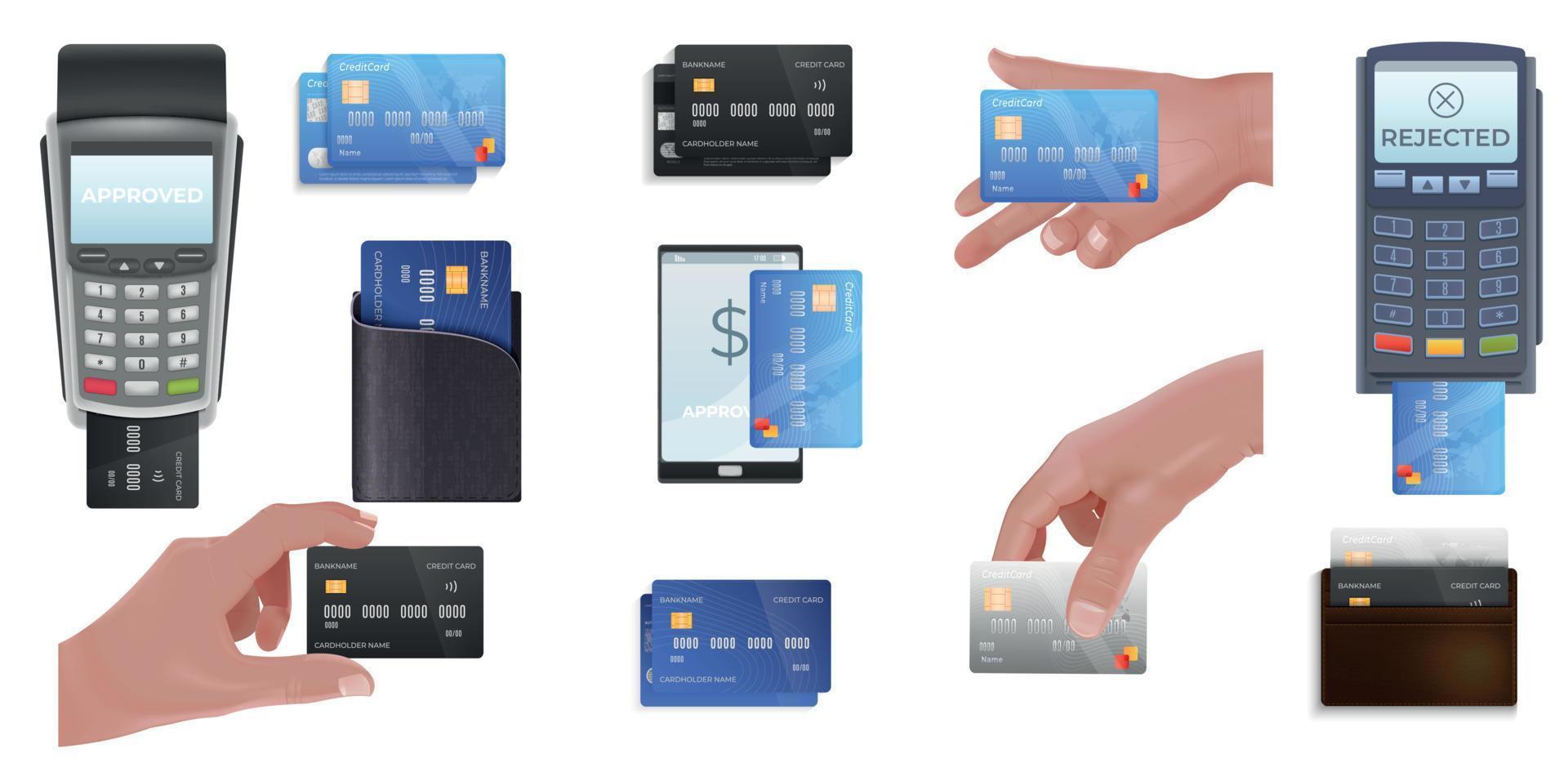 Realistic Debit Card Set vector