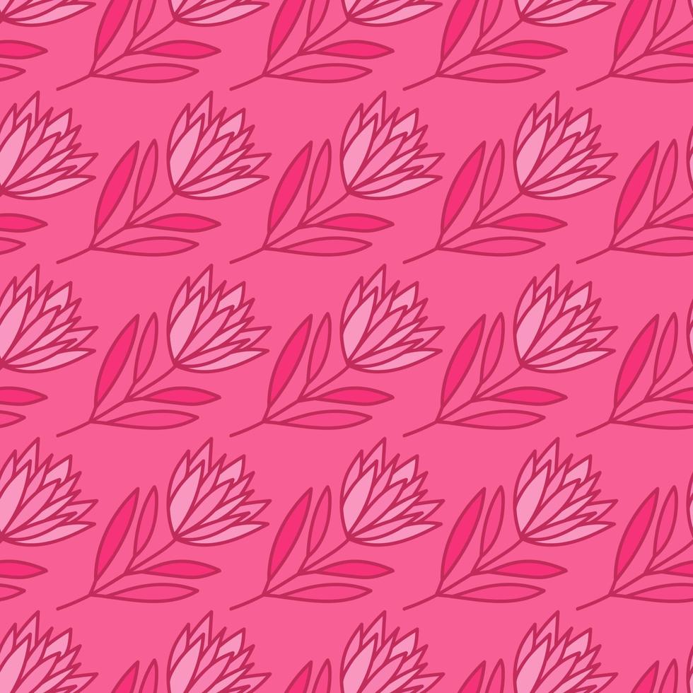 Beautiful flower seamless pattern. Simple outline floral wallpaper. vector