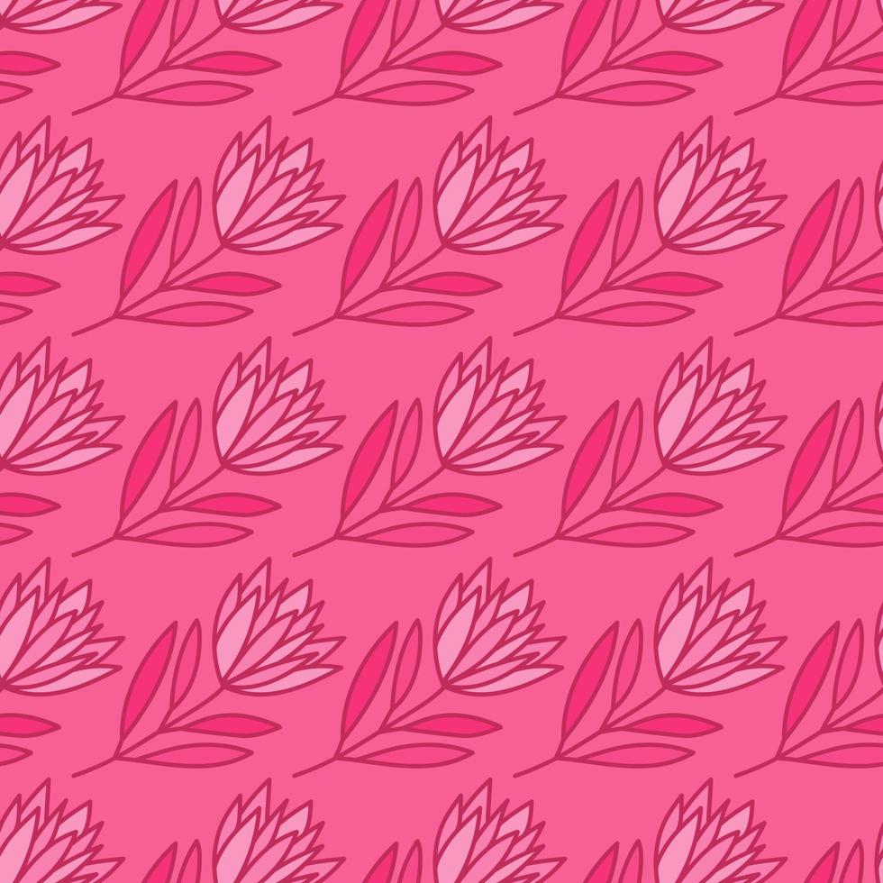 Beautiful flower seamless pattern. Simple outline floral wallpaper. vector