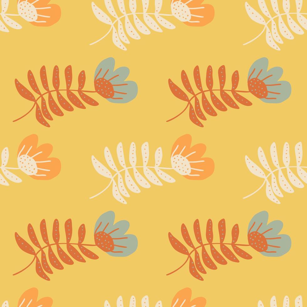 Stylized folk flower seamless pattern. Hand drawn elegant botanical illustration. vector