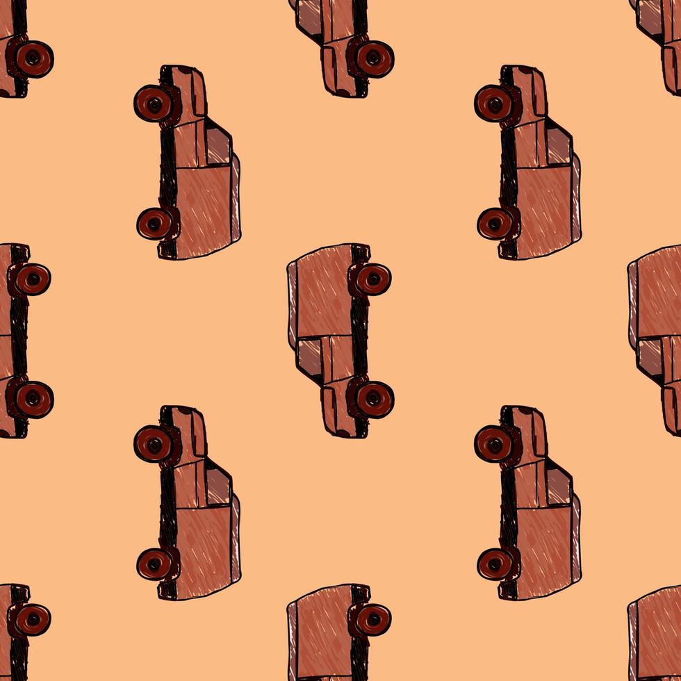 Cute SUV car seamless pattern. Kids hand drawn automobile background. vector