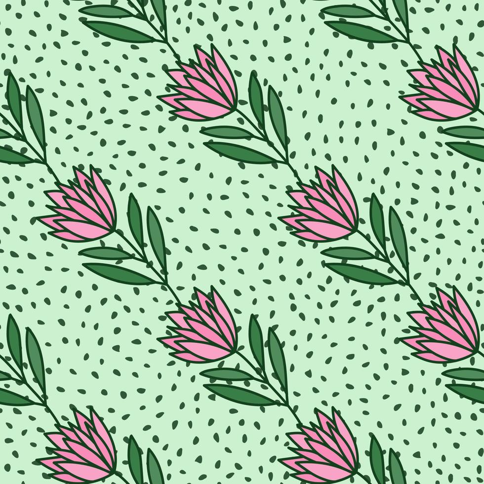 Beautiful flower seamless pattern. Simple outline floral wallpaper. vector