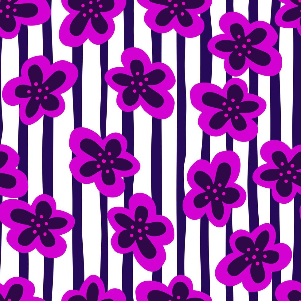 Creative decorative flowers seamless pattern. Simple stylized flower buds wallpaper. vector