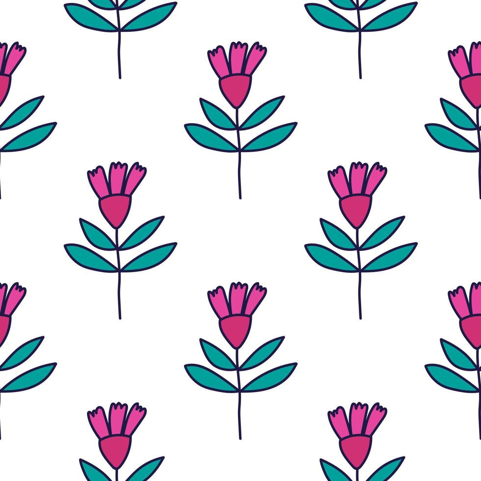 Flower seamless pattern in naive art style. Abstract simple floral wallpaper. vector