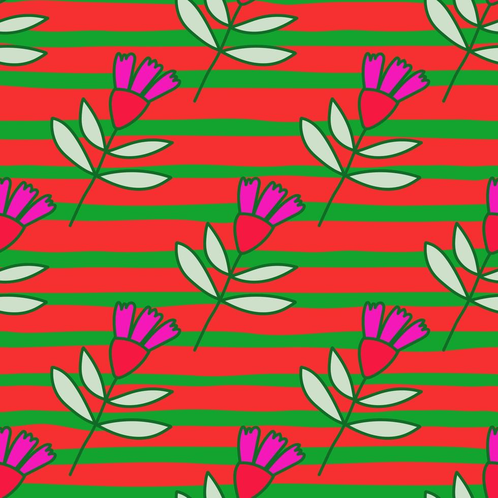 Flower seamless pattern in naive art style. Abstract simple floral wallpaper. vector