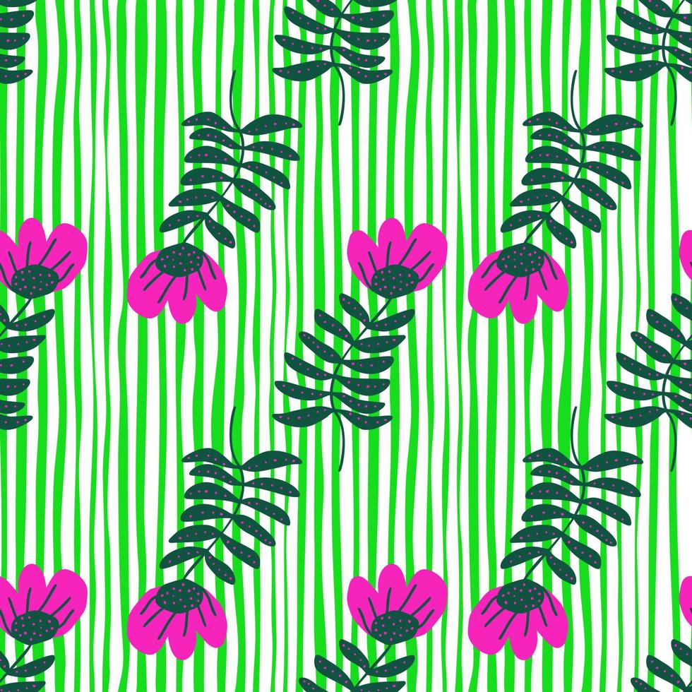 Stylized folk flower seamless pattern. Hand drawn elegant botanical illustration. vector