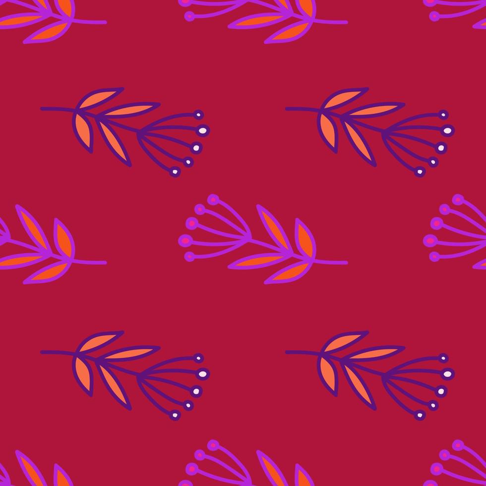 Simple forest berry seamless pattern. Hand drawn cute floral wallpaper. vector