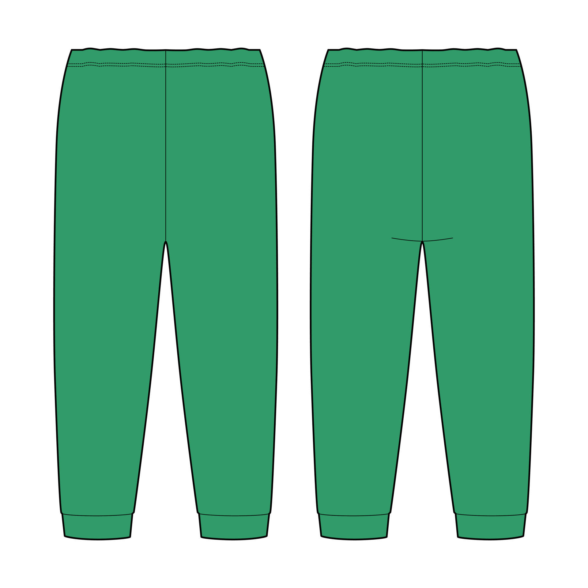 dibujo técnico de pantalones para niños. color verde. plantilla de