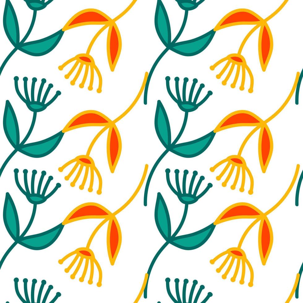 Hand drawn simple cute flower seamless pattern. Abstract floral wallpaper. vector