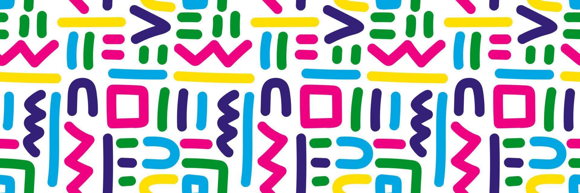 Hand drawn creative shapes seamless pattern isolated on white background. Diffirent lines ornament. Modern ethnic motif. vector