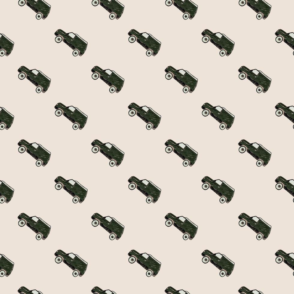 Cute SUV car seamless pattern. Kids hand drawn automobile background. vector