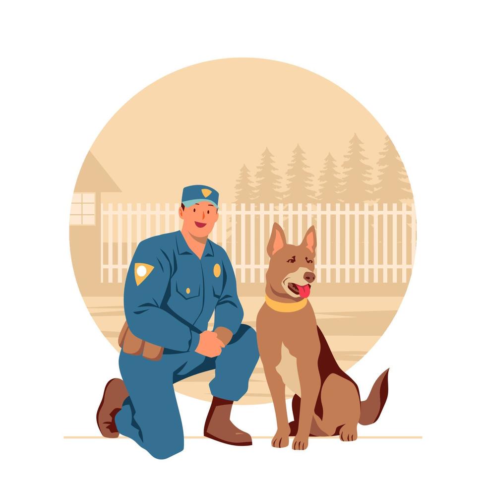 Police Officer with Partner vector