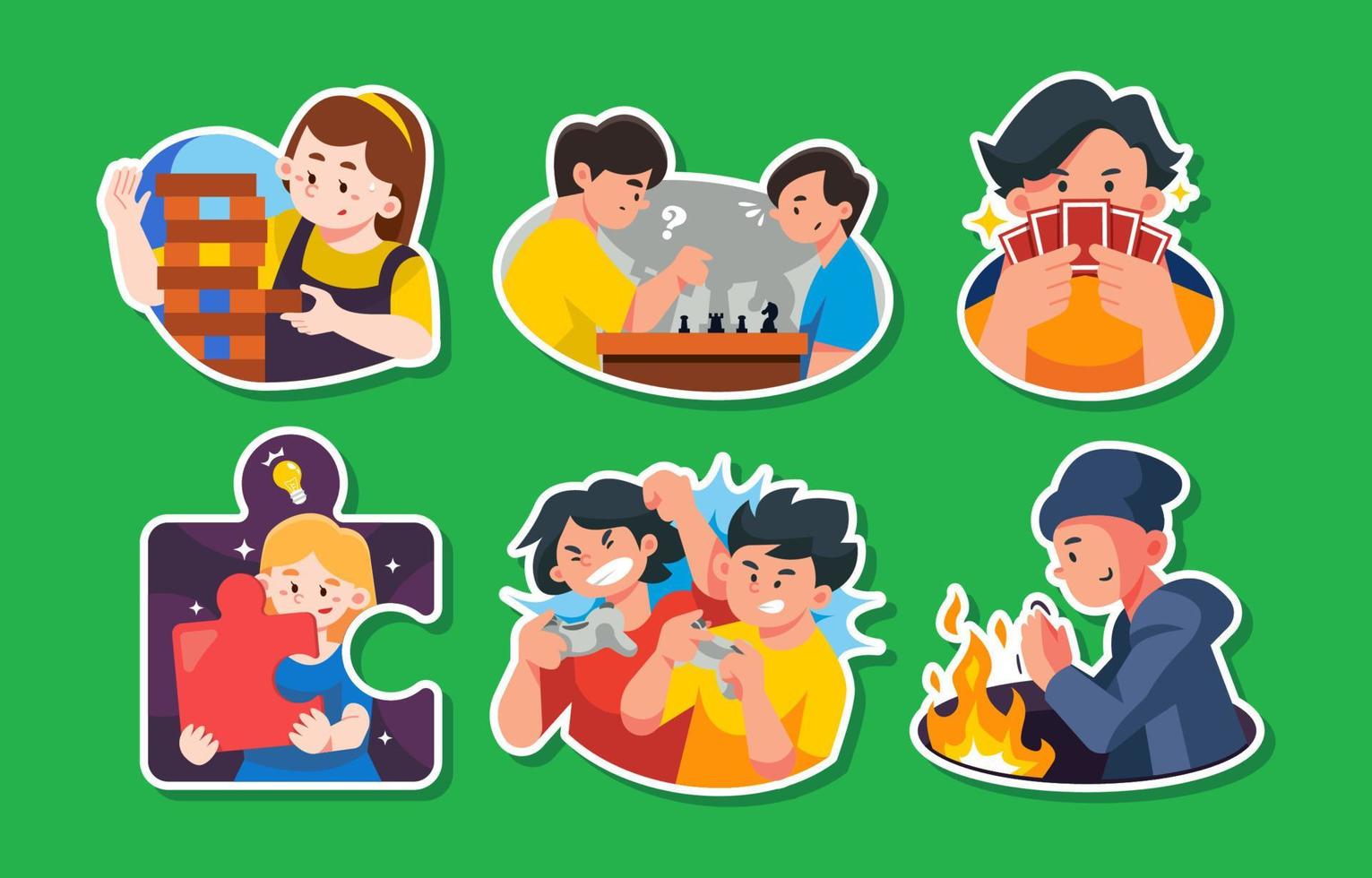 Family Activity Game Night Sticker Set vector