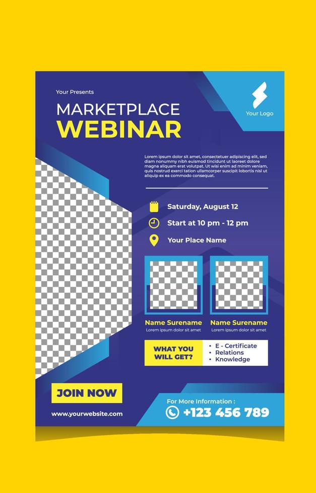 Webinar or Online Workshop Poster Concept vector