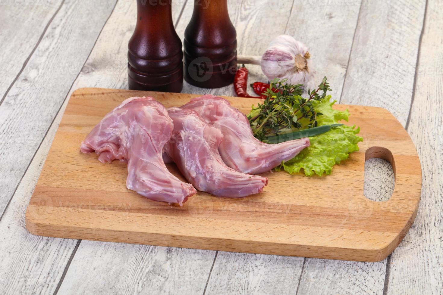 Raw rabbit legs photo