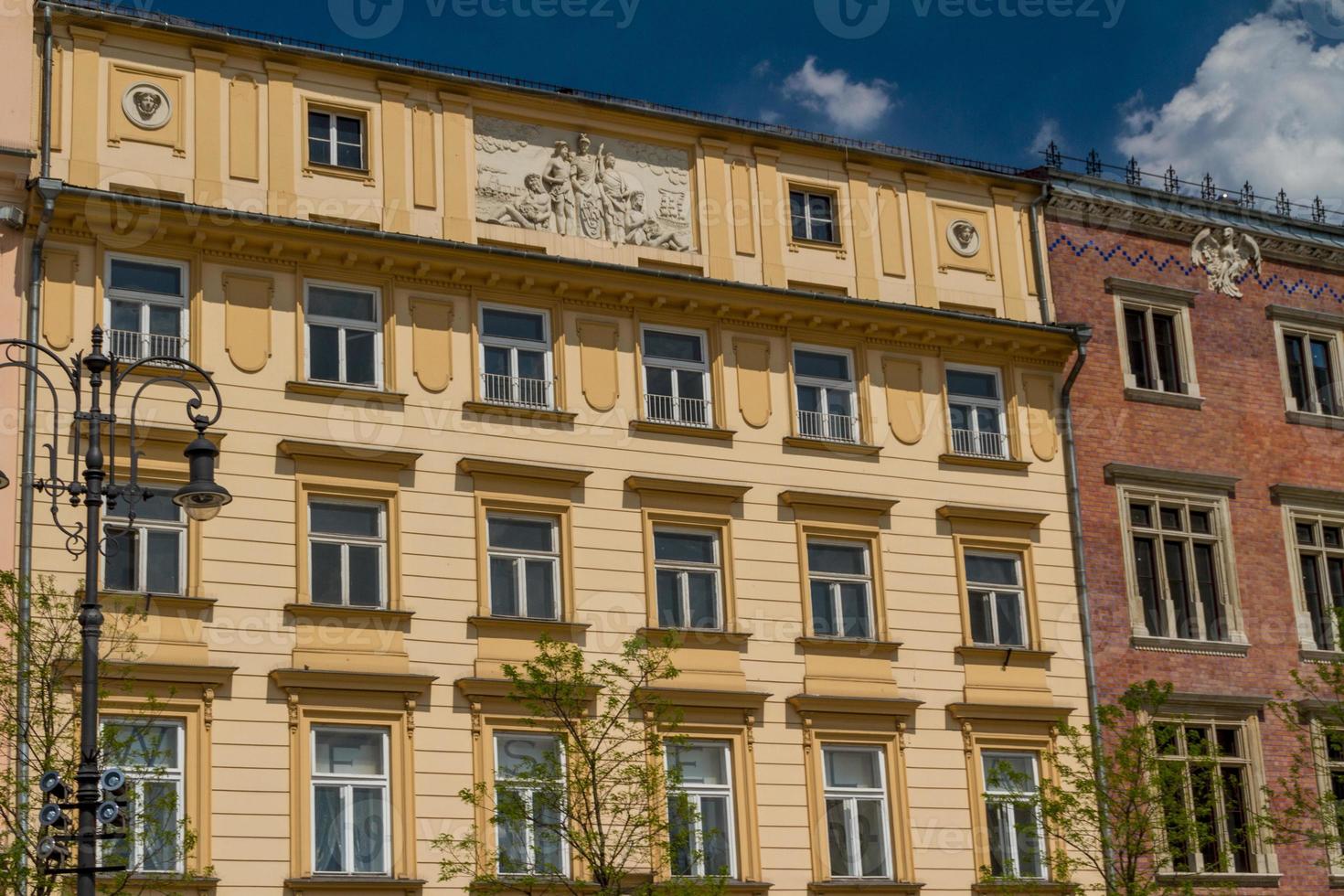 Beautiful facade of old town house in Krakow, Poland photo