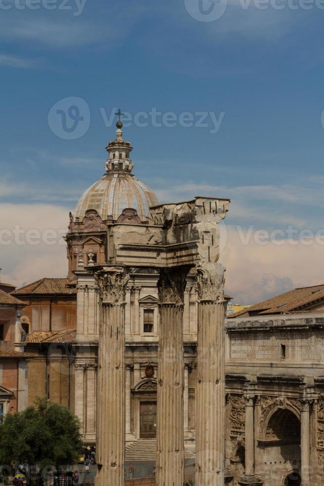 Building ruins and ancient columns  in Rome, Italy photo