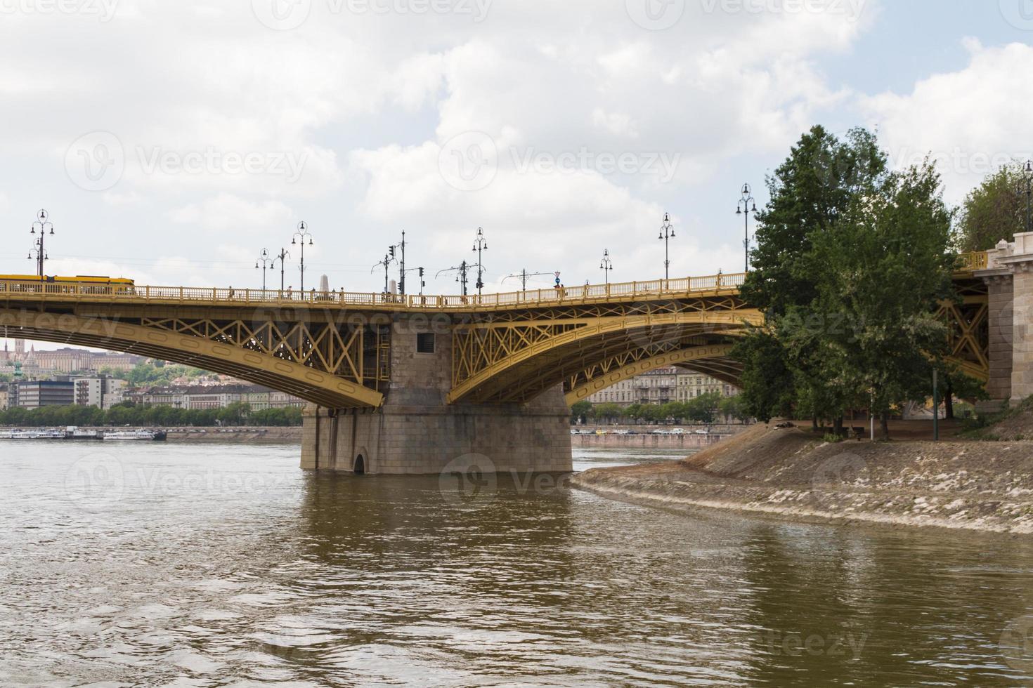 Scenic view of the recently renewed Margit bridge in Budapest. photo