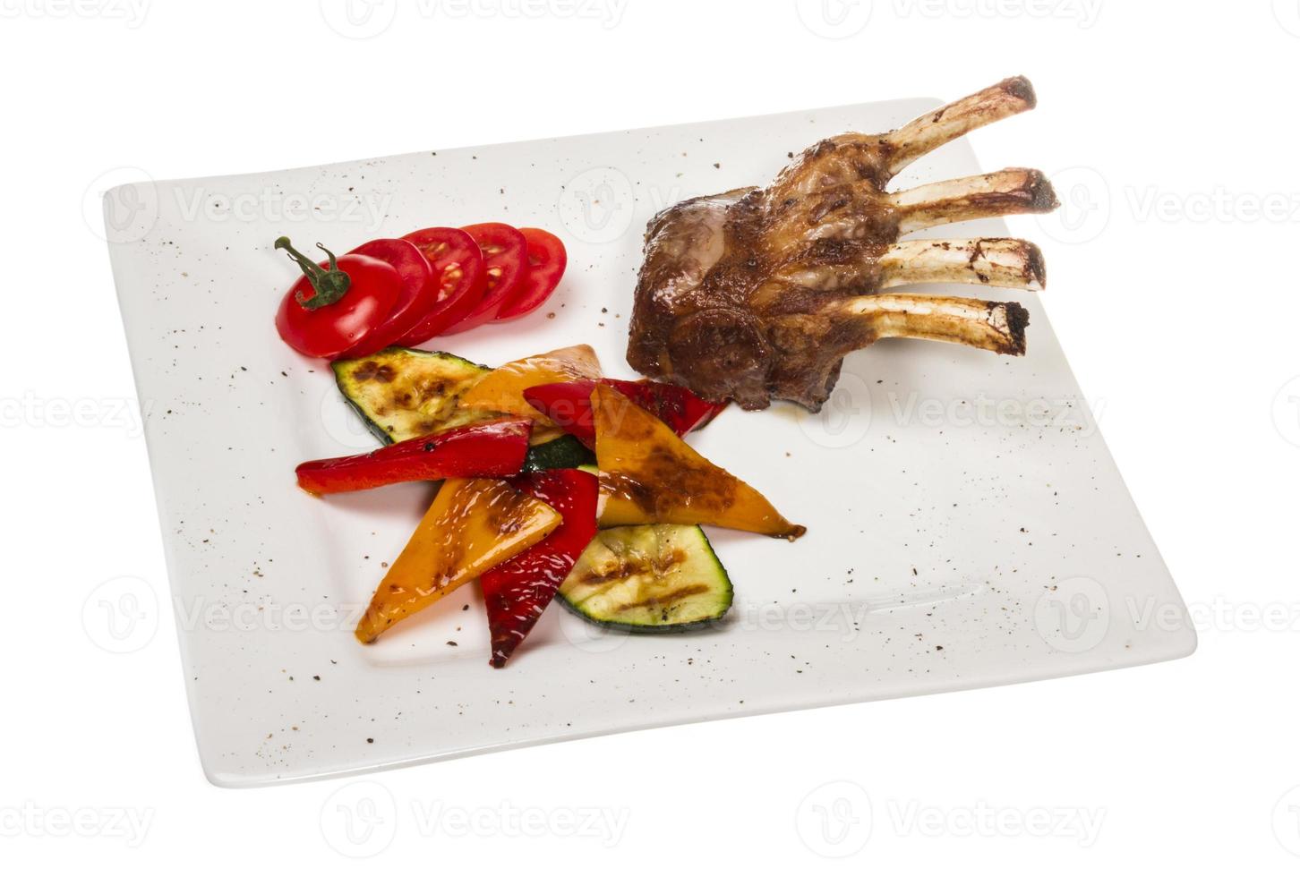 Gourmet Main Entree Course Grilled Lamb steak photo