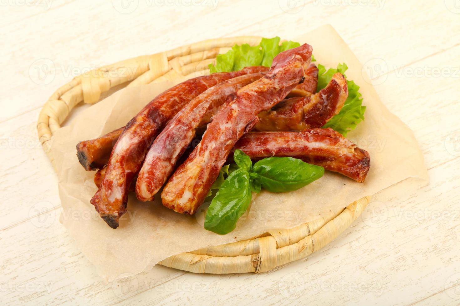 Smoked pork ribs photo