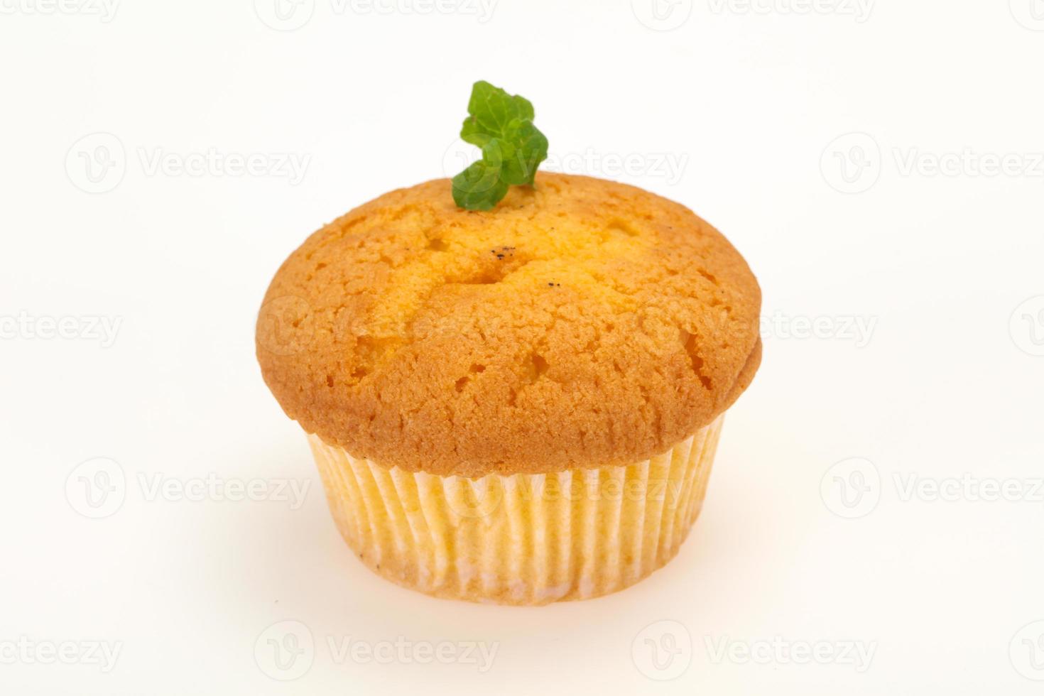 Sweet tasty muffin served mint photo