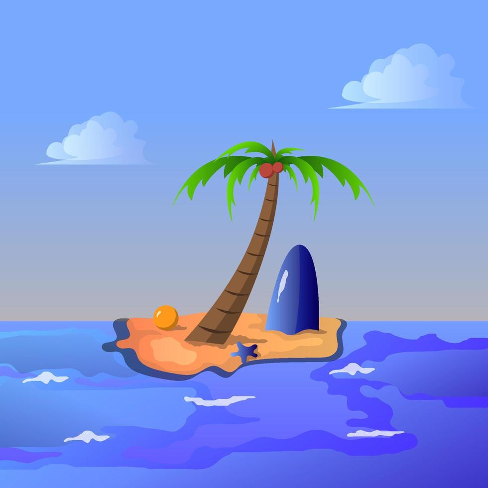 island in the center beach illustration vector