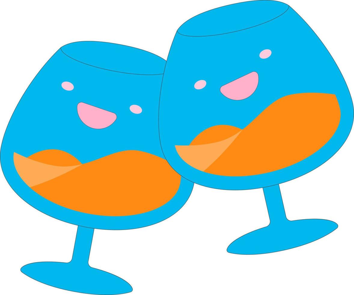 Glasses with drinks and eyes. vector