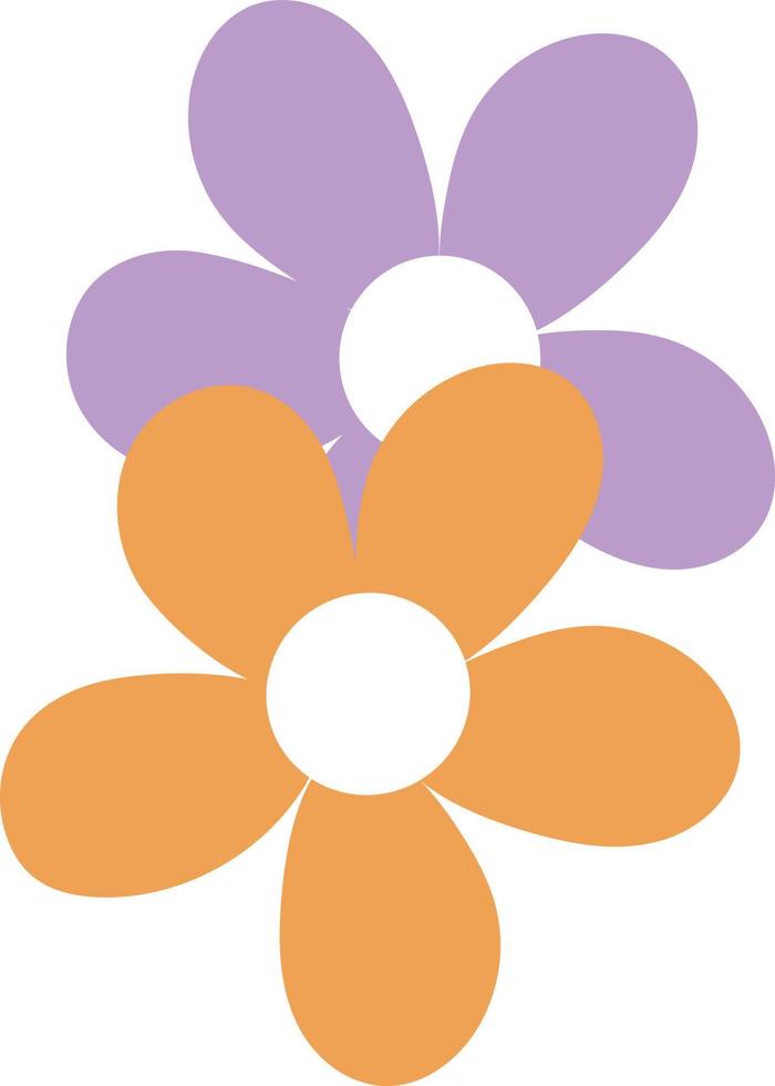 Two flowers orange and purple. vector