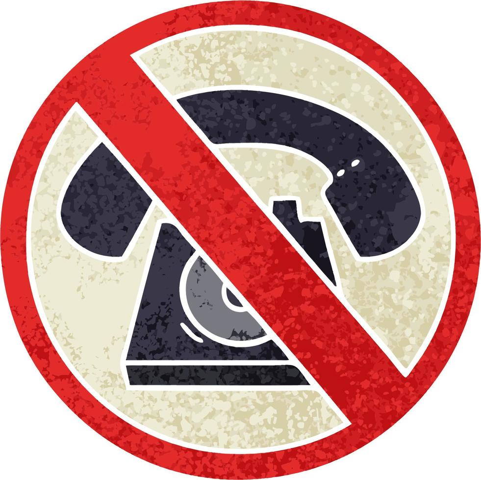 retro illustration style cartoon no phones allowed sign vector