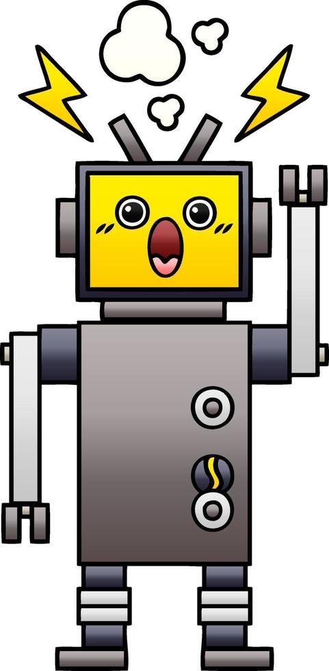 gradient shaded cartoon broken robot vector