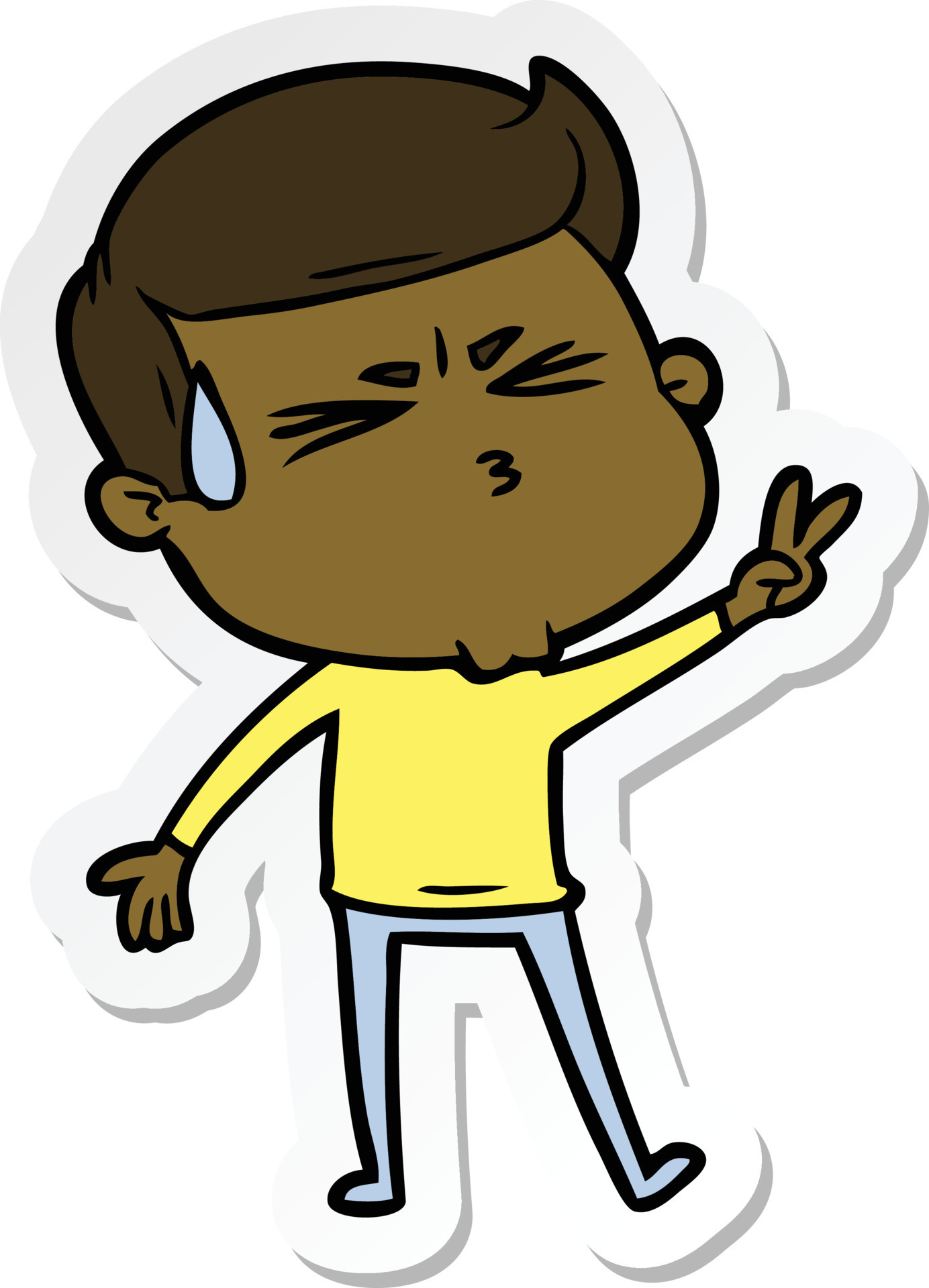 sticker of a cartoon man sweating 8445469 Vector Art at Vecteezy sticker of a cartoon man sweating 8445469 Vector Art at Vecteezy