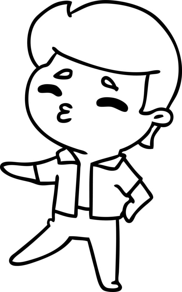line drawing kawaii 1950 cute boy vector
