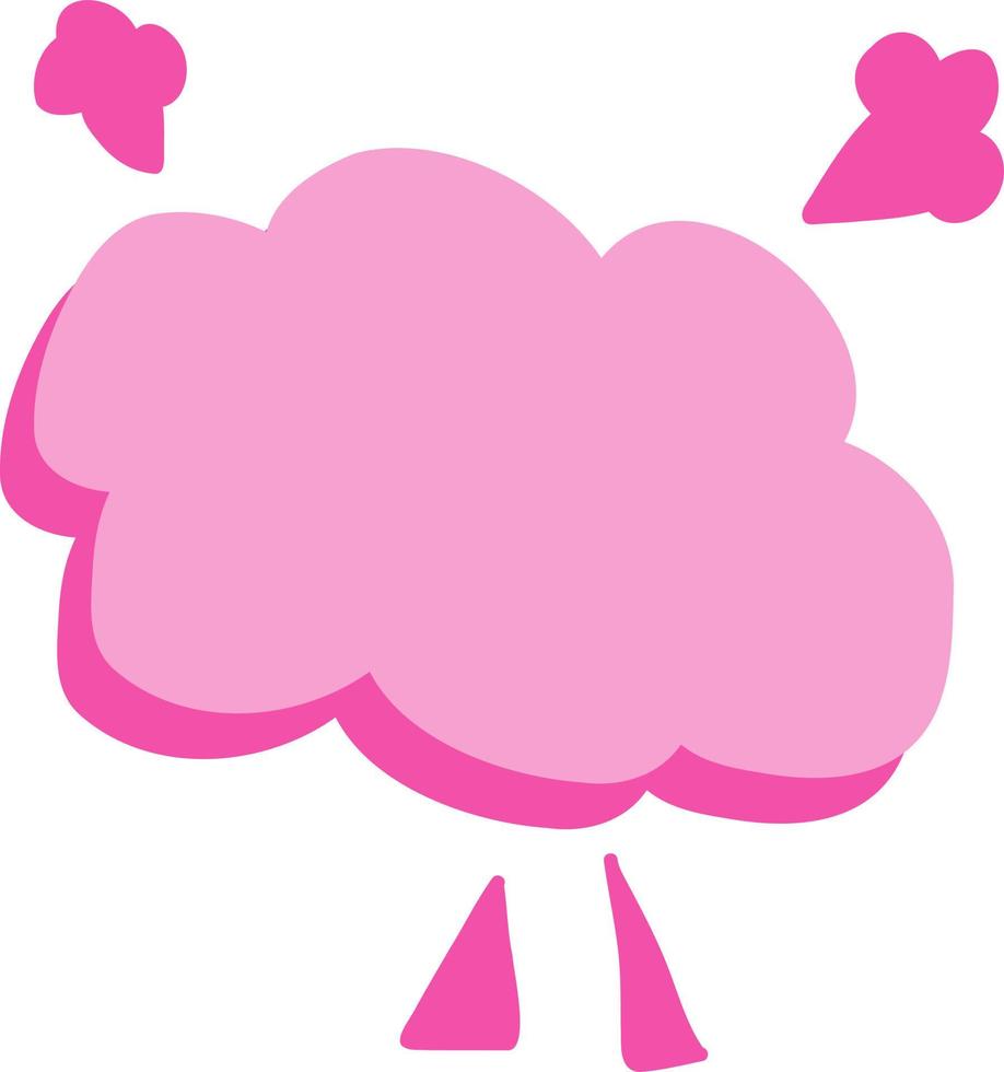 nube rosa con relámpagos y lluvia. vector