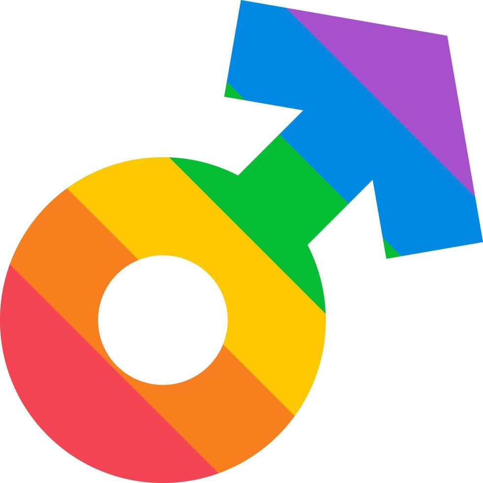 Gender symbol logo inspiration, male gender sign. In colors LGBT flag. vector