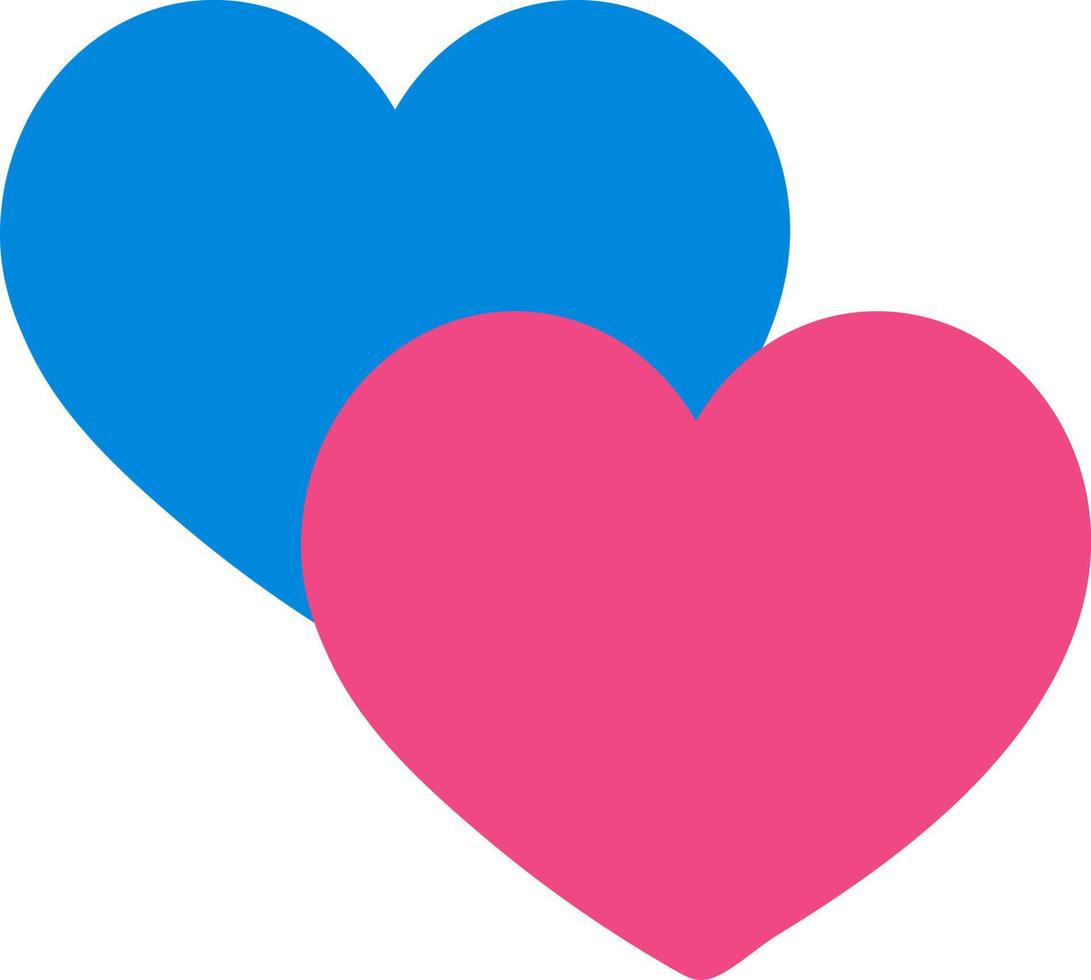 Two hearts blue and pink. vector