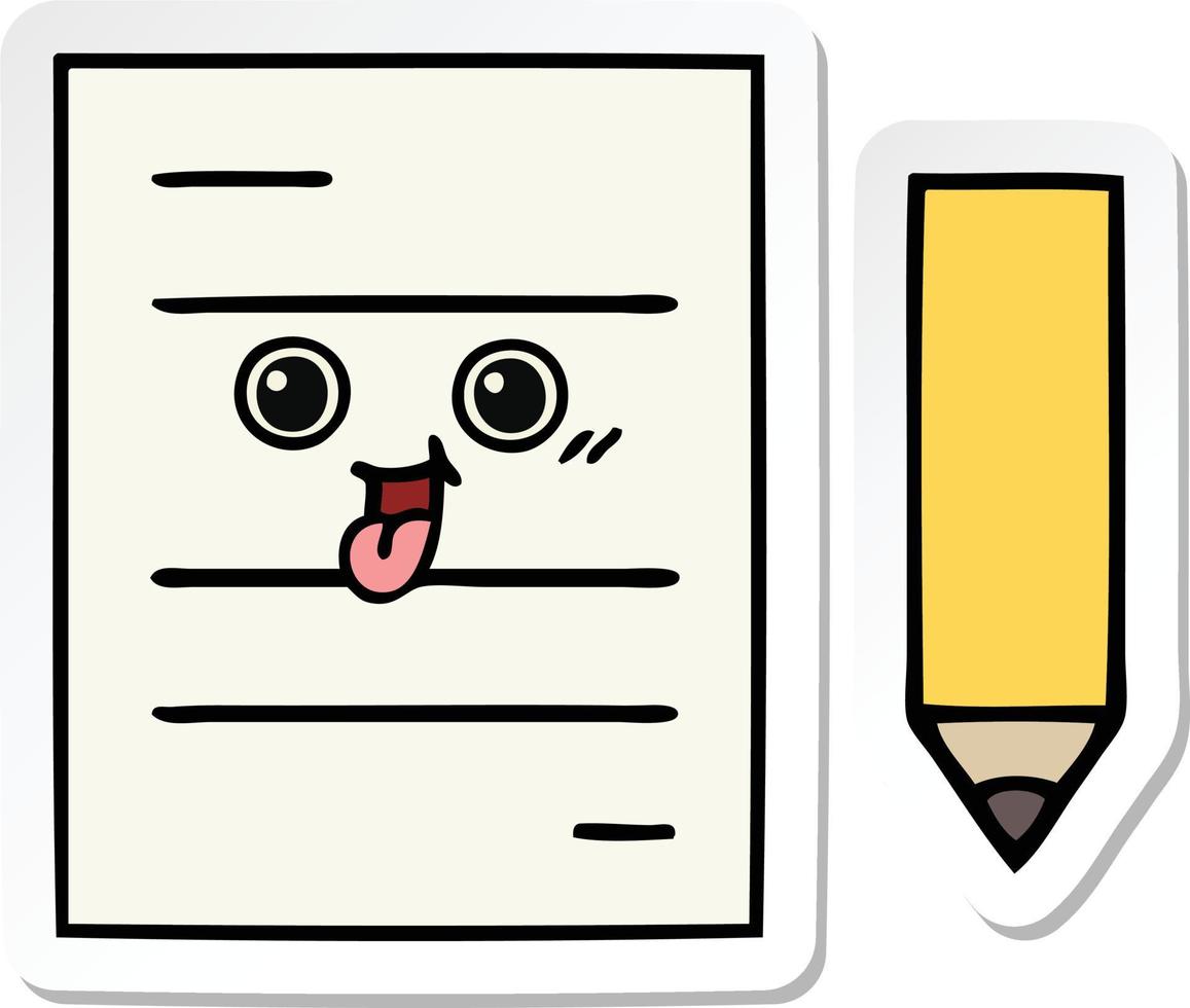 sticker of a cute cartoon test paper vector