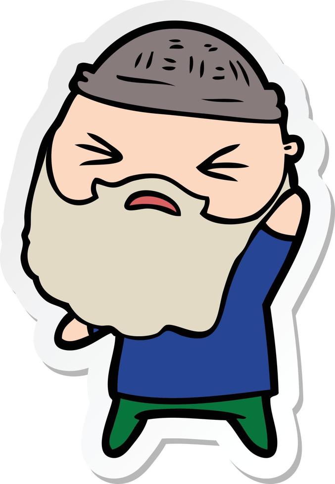 sticker of a cartoon man with beard vector