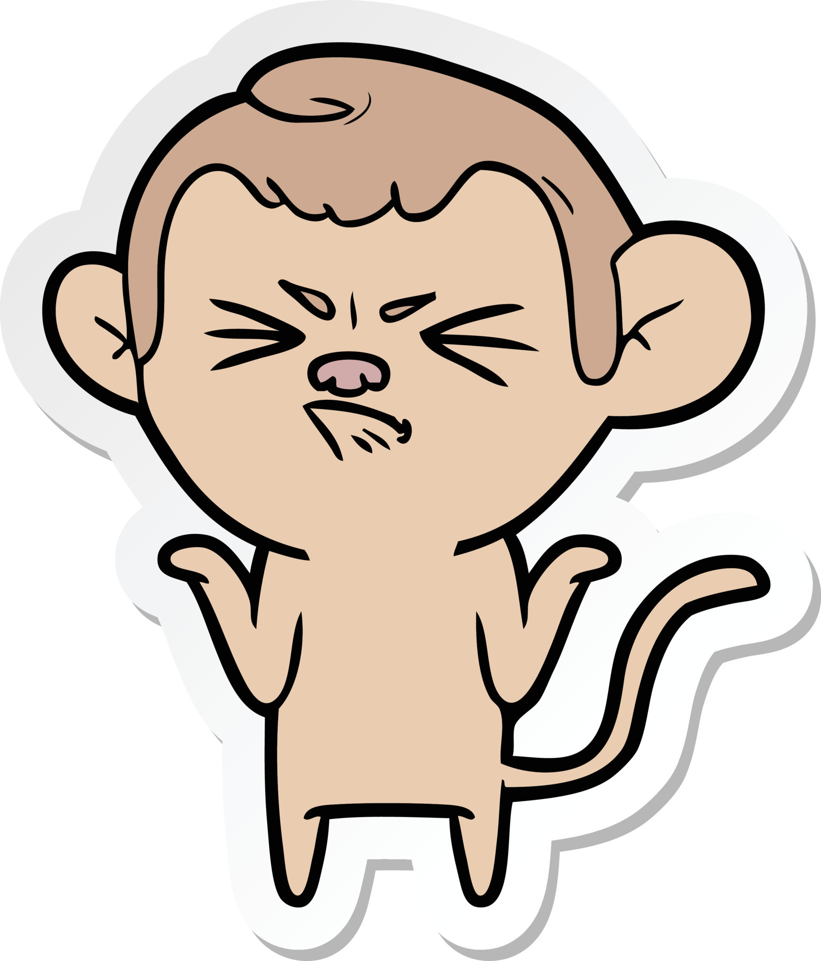 sticker of a cartoon annoyed monkey 8445583 Vector Art at Vecteezy