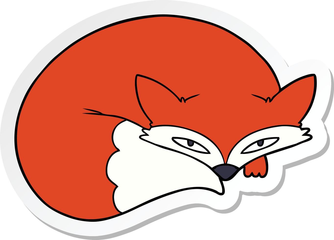 sticker of a cartoon curled up fox vector